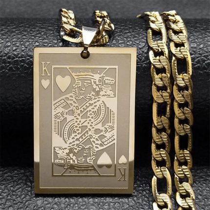 Collar Elegante Rey de Corazones Dorado