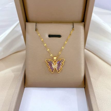 🦋✨ Collar Delicado Mariposa de Cristal y Cadena Fina de Acero Inoxidable 316L ✨🦋